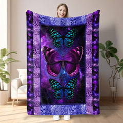 HAOYYE Butterfly Print Flannel Blanket - Soft, Warm, Lightweight Throw for Couch, Sofa, Office, Bed, Camping, and Travel - Multi-Purpose Blanket for All Seasons and Gift Occasions
