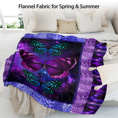 HAOYYE Butterfly Print Flannel Blanket - Soft, Warm, Lightweight Throw for Couch, Sofa, Office, Bed, Camping, and Travel - Multi-Purpose Blanket for All Seasons and Gift Occasions