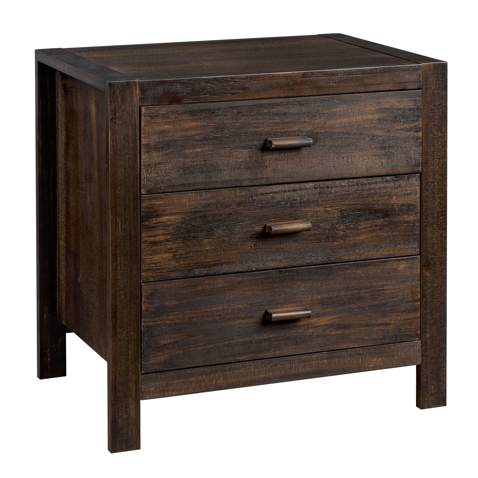 HAOYYE 2pcs Wood Nightstand End Side Table with 3 Drawers, Modern Rustic Nightstand for Living Room, Bedroom, Nightstand Set with Storage for Home, Sturdy Pine Wood Frame, Easy Assembly, Stylish and Functional End Tables