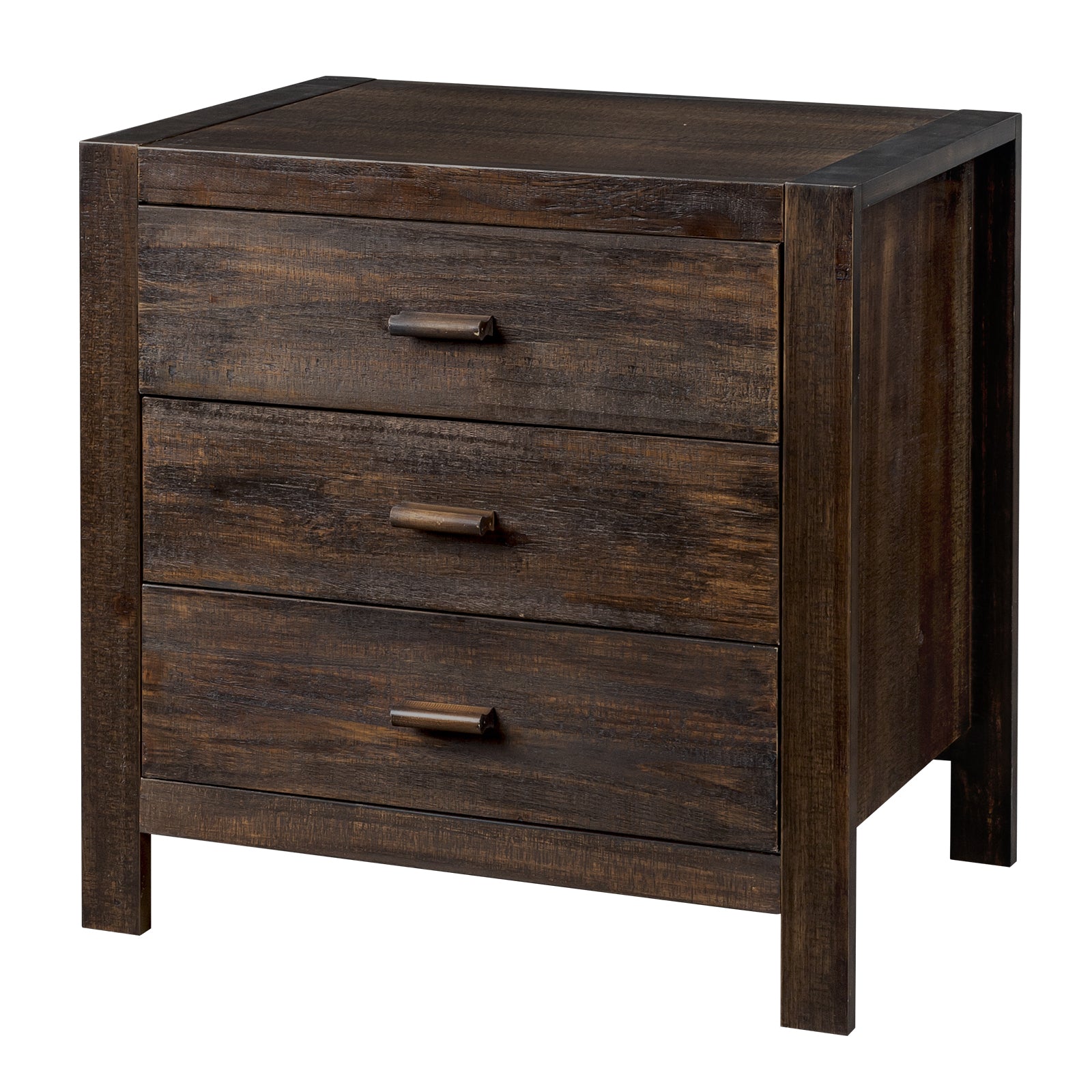 HAOYYE 2pcs Wood Nightstand End Side Table with 3 Drawers, Modern Rustic Nightstand for Living Room, Bedroom, Nightstand Set with Storage for Home, Sturdy Pine Wood Frame, Easy Assembly, Stylish and Functional End Tables