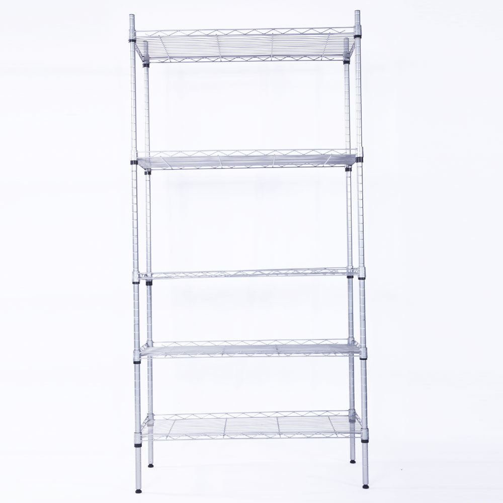 HAOYYE XM-304B 5-Shelf Storage Rack – Durable Carbon Steel Metal Shelving Unit With Adjustable Shelves, Sturdy And Space-Saving Rectangle Design, Ideal For Garage, Kitchen, Pantry, And Office Organization – Premium Silver Gray Finish