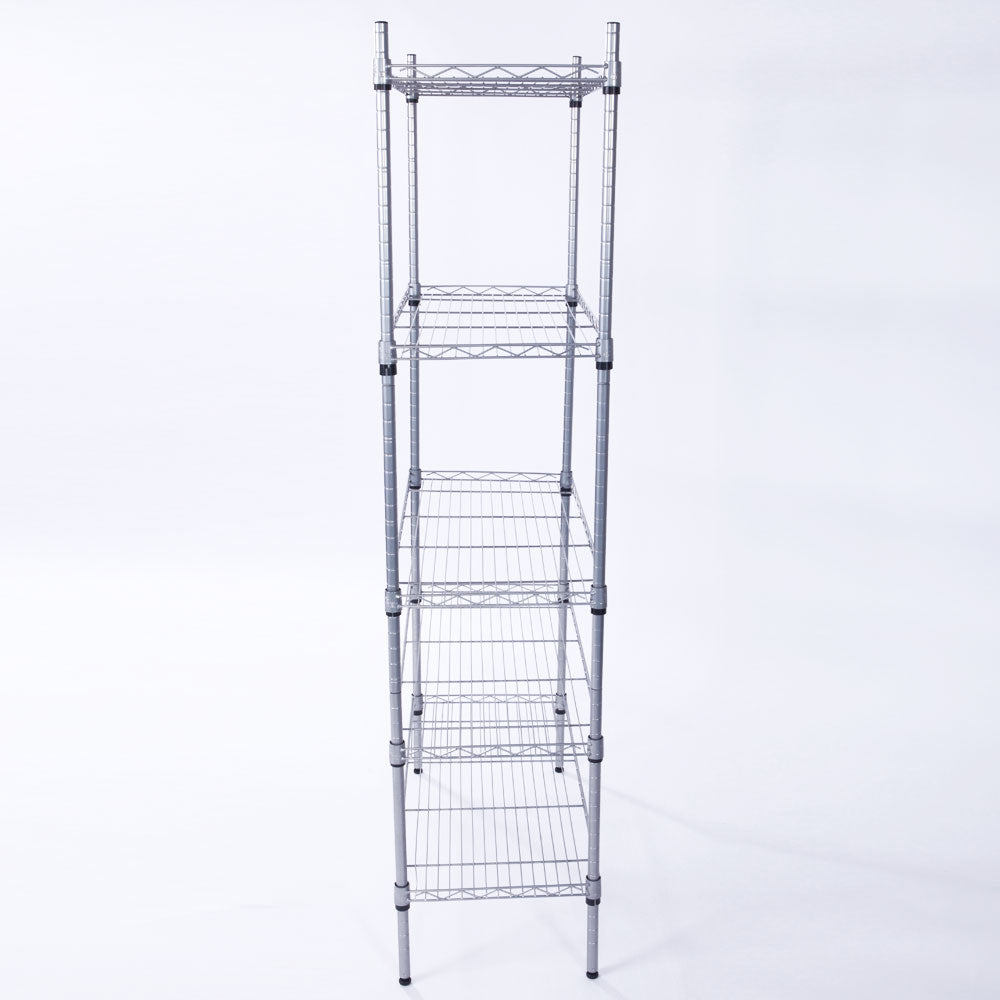 HAOYYE XM-304B 5-Shelf Storage Rack – Durable Carbon Steel Metal Shelving Unit With Adjustable Shelves, Sturdy And Space-Saving Rectangle Design, Ideal For Garage, Kitchen, Pantry, And Office Organization – Premium Silver Gray Finish