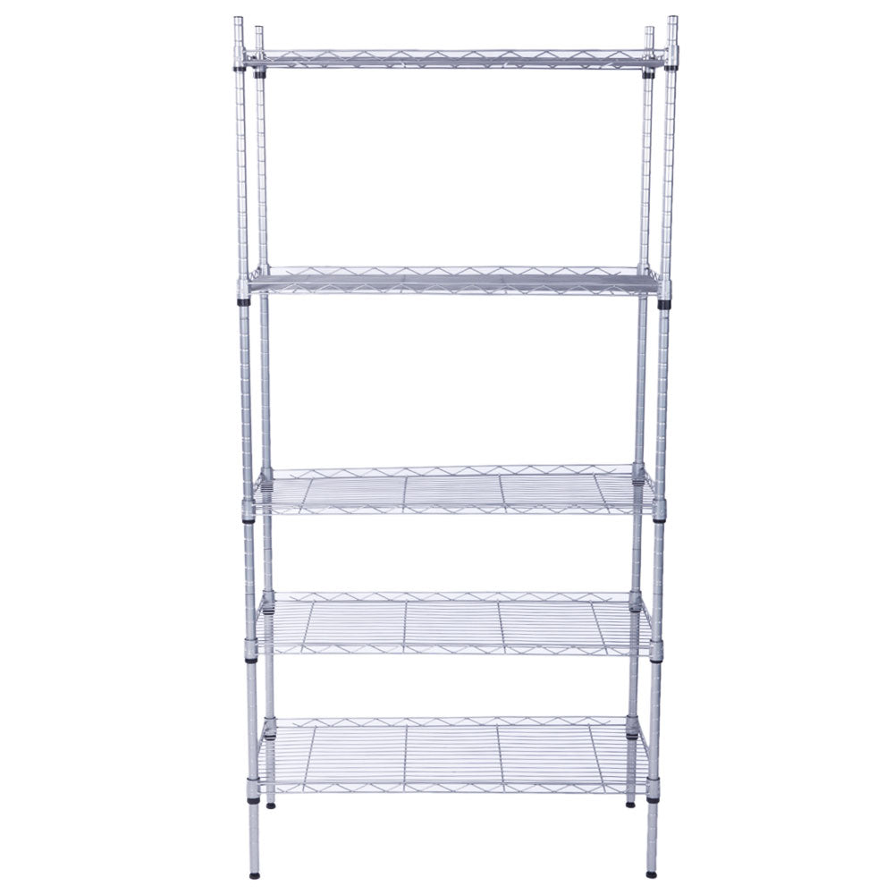 HAOYYE XM-304B 5-Shelf Storage Rack – Durable Carbon Steel Metal Shelving Unit With Adjustable Shelves, Sturdy And Space-Saving Rectangle Design, Ideal For Garage, Kitchen, Pantry, And Office Organization – Premium Silver Gray Finish