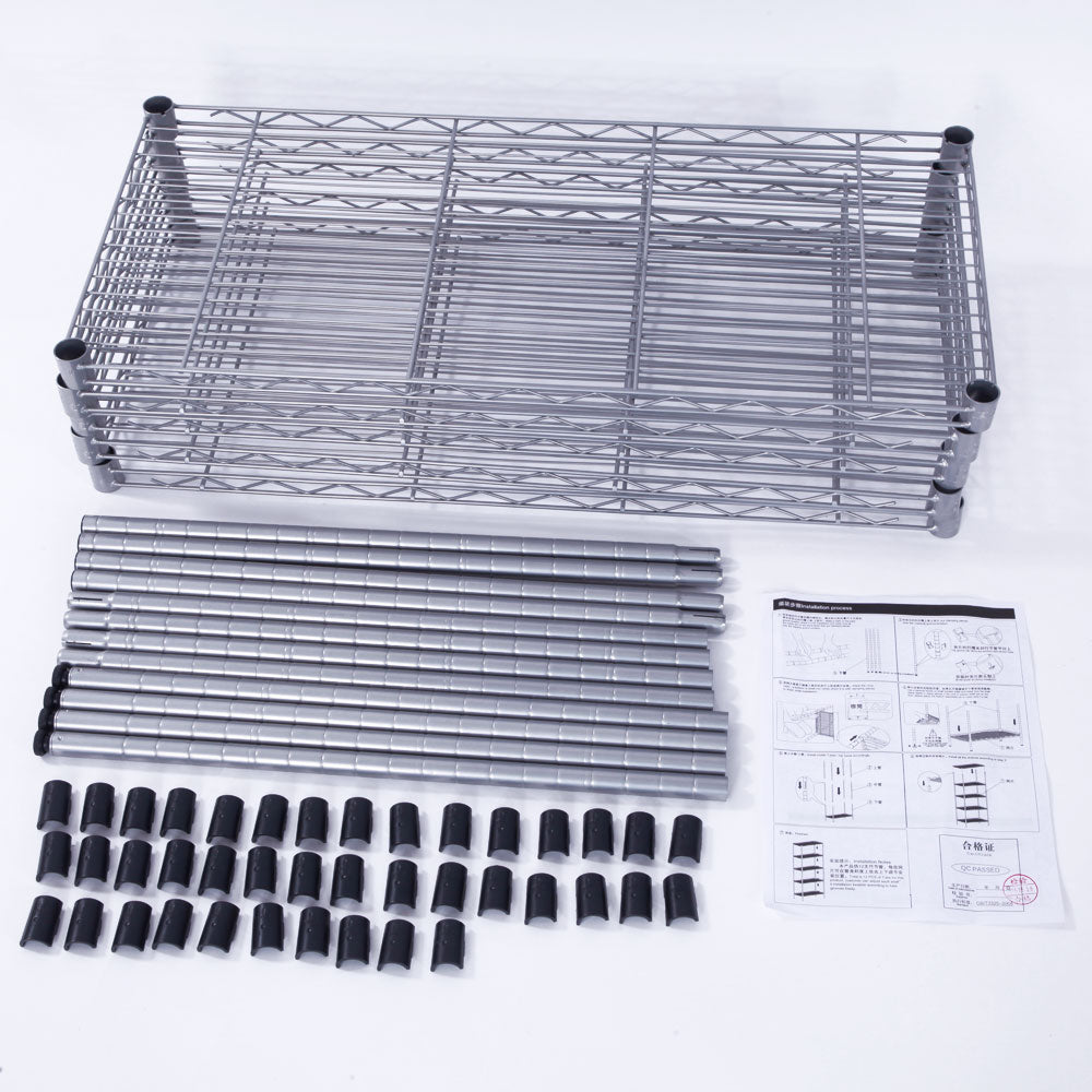 HAOYYE XM-304B 5-Shelf Storage Rack – Durable Carbon Steel Metal Shelving Unit With Adjustable Shelves, Sturdy And Space-Saving Rectangle Design, Ideal For Garage, Kitchen, Pantry, And Office Organization – Premium Silver Gray Finish