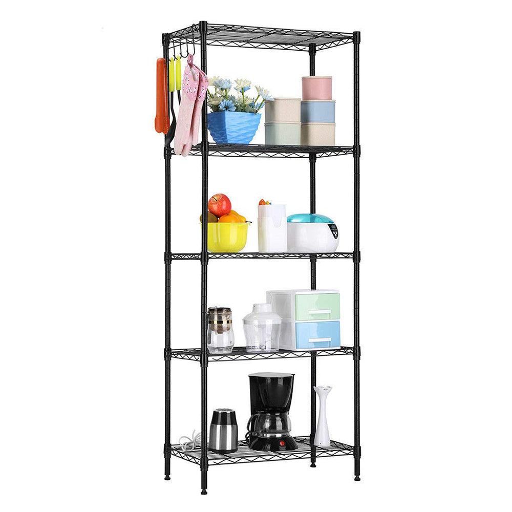 HAOYYE Changeable Assembly Floor Standing Carbon Steel Storage Rack, Black, Soft Cozy Warm Flannel Fleece Home Decor, Luxury Comfortable Unique Design, Premium Quality Decorative Organizer for Living Room, Kitchen, Office, and Bedroom Storage