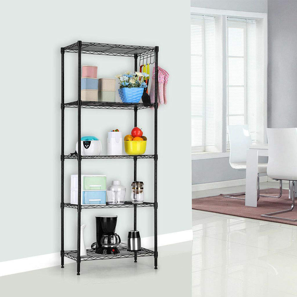 HAOYYE Changeable Assembly Floor Standing Carbon Steel Storage Rack, Black, Soft Cozy Warm Flannel Fleece Home Decor, Luxury Comfortable Unique Design, Premium Quality Decorative Organizer for Living Room, Kitchen, Office, and Bedroom Storage