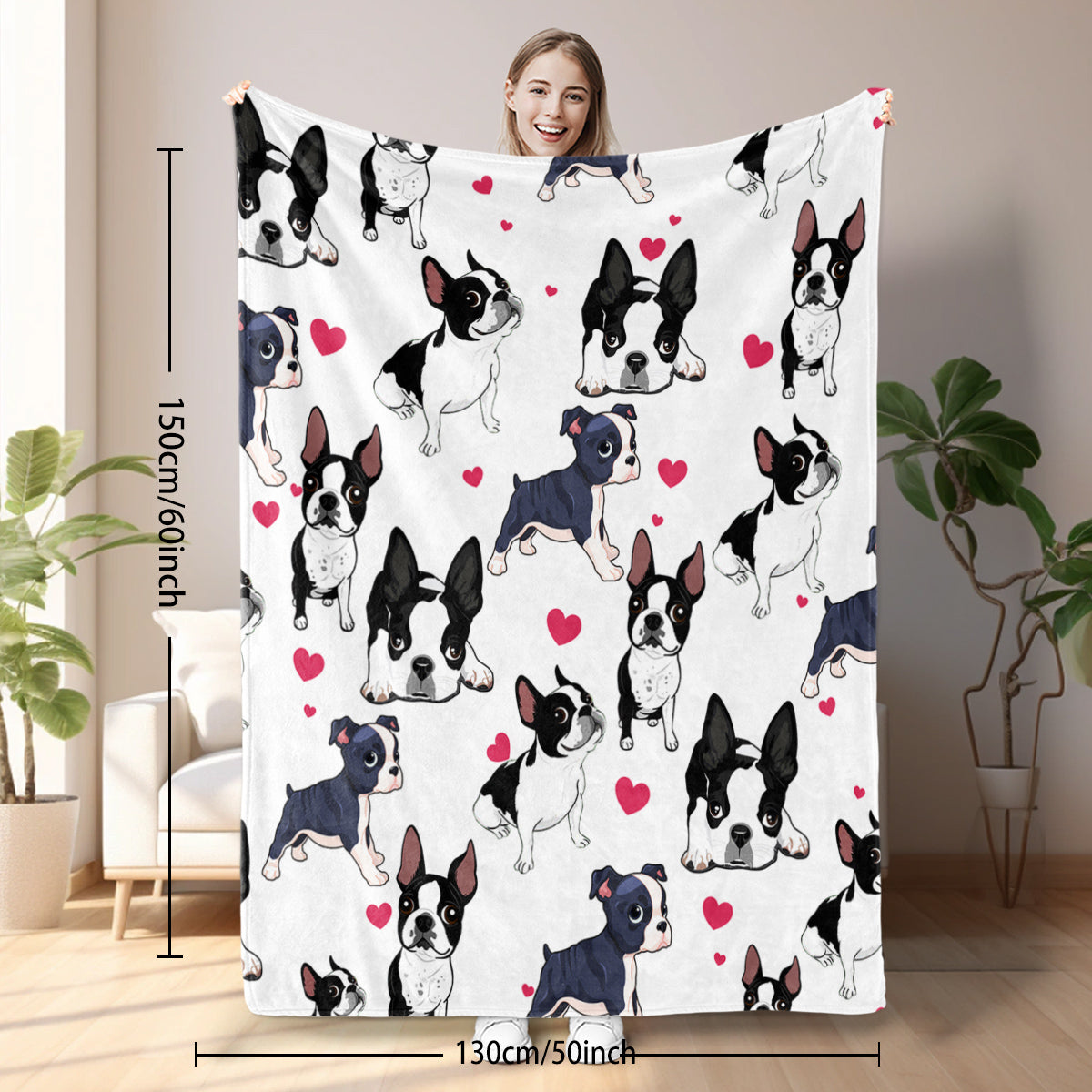 HAOYYE Adorable Fleece Dog Blanket, Soft Cozy Warm Lightweight Flannel Throw for Couch, Bed, Sofa, Living Room Decor, Perfect for Snuggling On Chilly Days