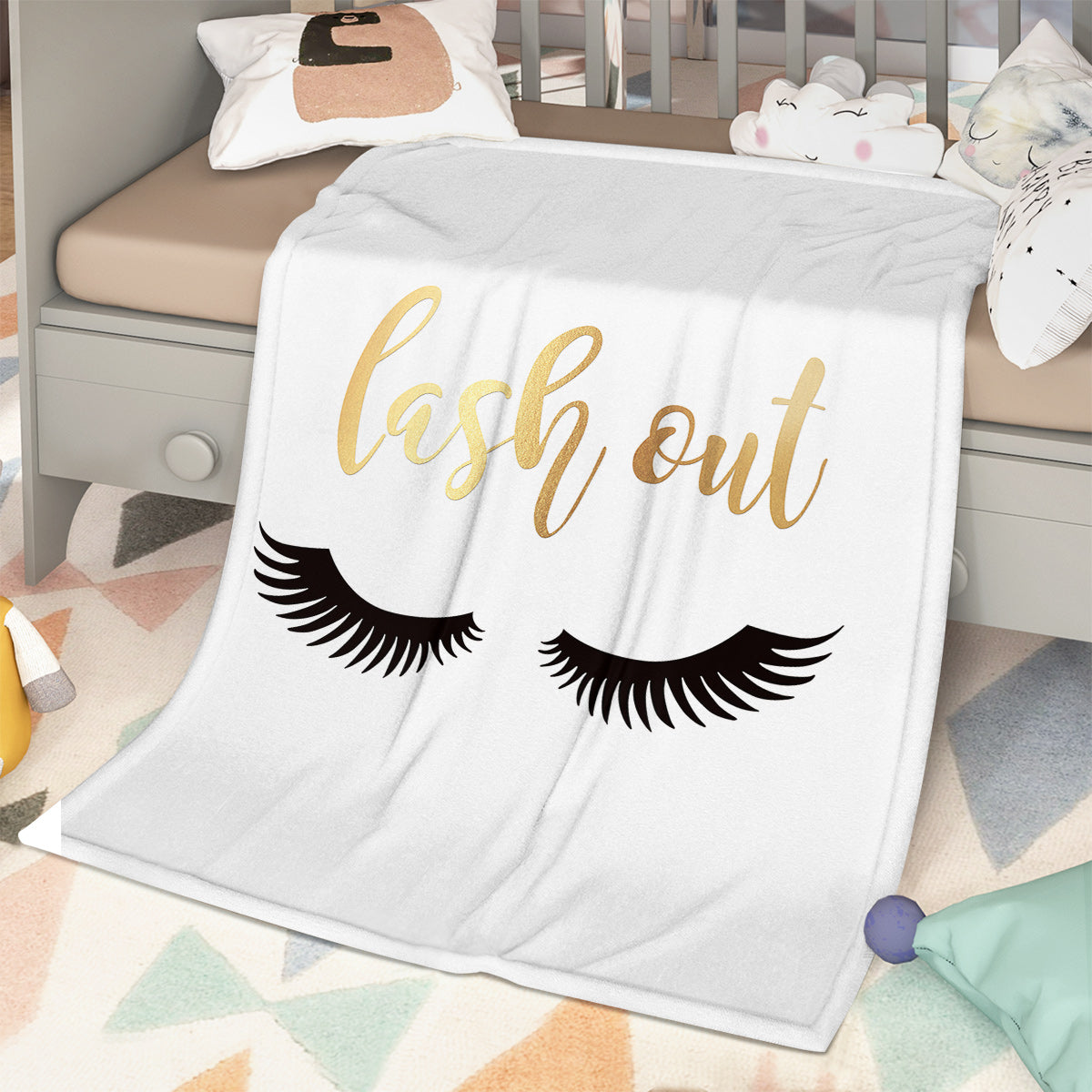 HAOYYE Long Eyelashes Printed Throw Blanket, Plush Fluffy Flannel Fleece Throw, Soft and Cozy Blanket for Sofa, Couch, and Bed, Luxurious Home Decor, Unique Design, Comfortable and Stylish Blanket