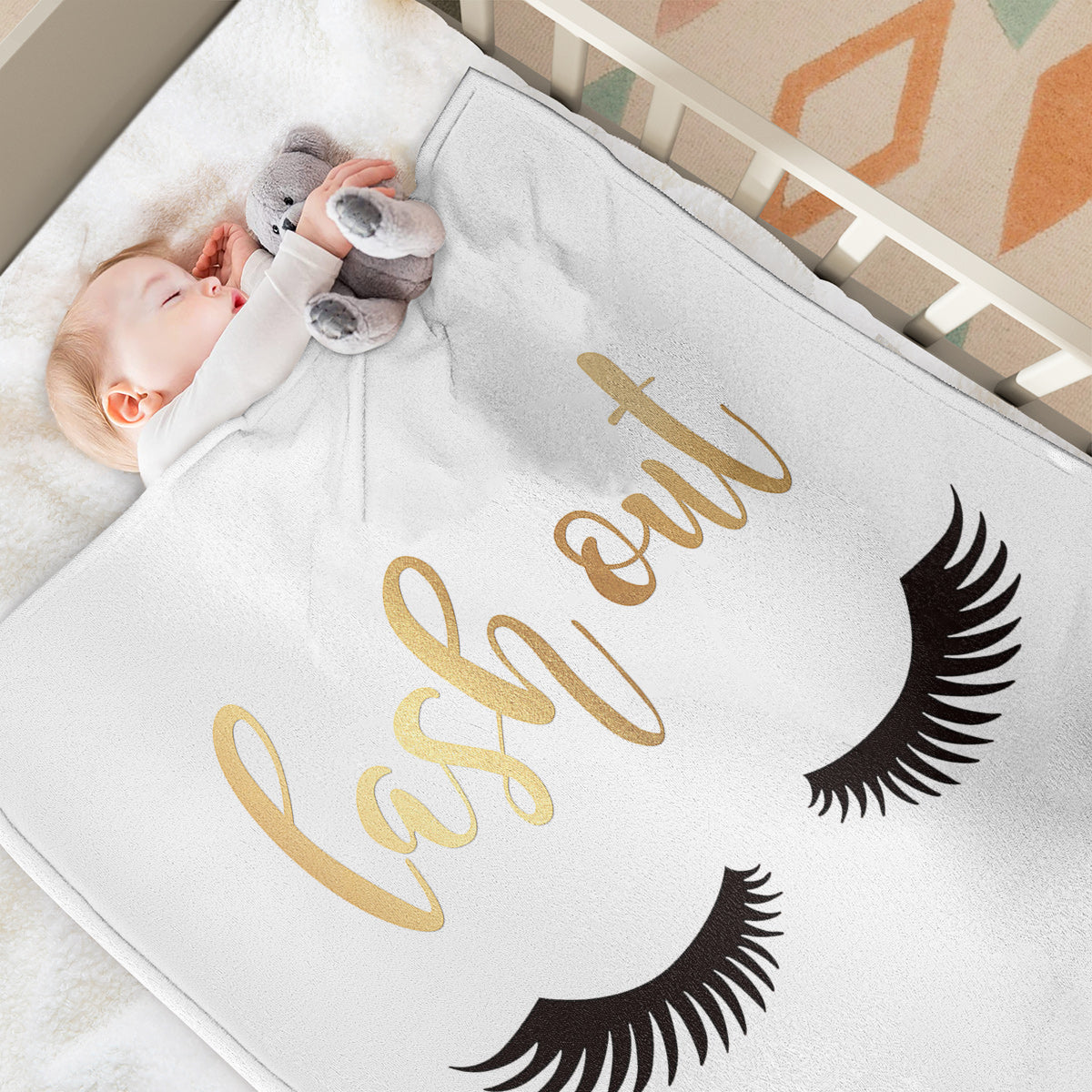 HAOYYE Long Eyelashes Printed Throw Blanket, Plush Fluffy Flannel Fleece Throw, Soft and Cozy Blanket for Sofa, Couch, and Bed, Luxurious Home Decor, Unique Design, Comfortable and Stylish Blanket