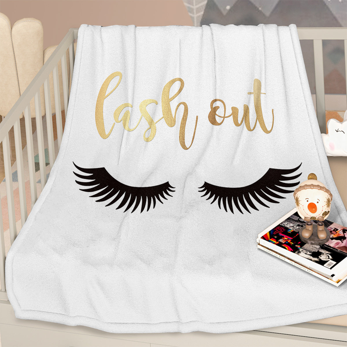 HAOYYE Long Eyelashes Printed Throw Blanket, Plush Fluffy Flannel Fleece Throw, Soft and Cozy Blanket for Sofa, Couch, and Bed, Luxurious Home Decor, Unique Design, Comfortable and Stylish Blanket