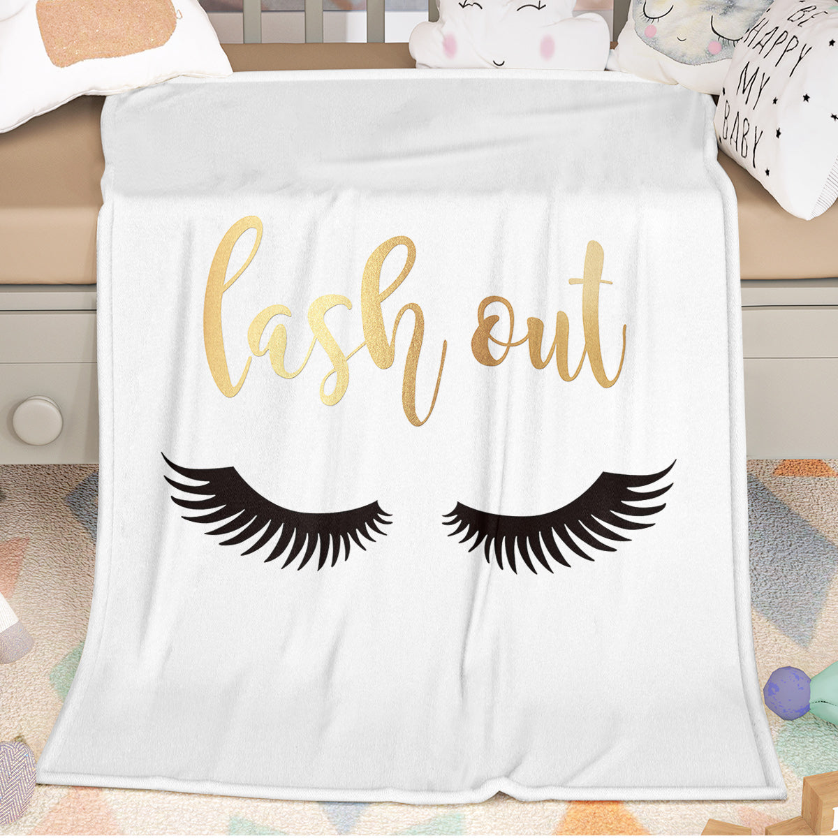 HAOYYE Long Eyelashes Printed Throw Blanket, Plush Fluffy Flannel Fleece Throw, Soft and Cozy Blanket for Sofa, Couch, and Bed, Luxurious Home Decor, Unique Design, Comfortable and Stylish Blanket