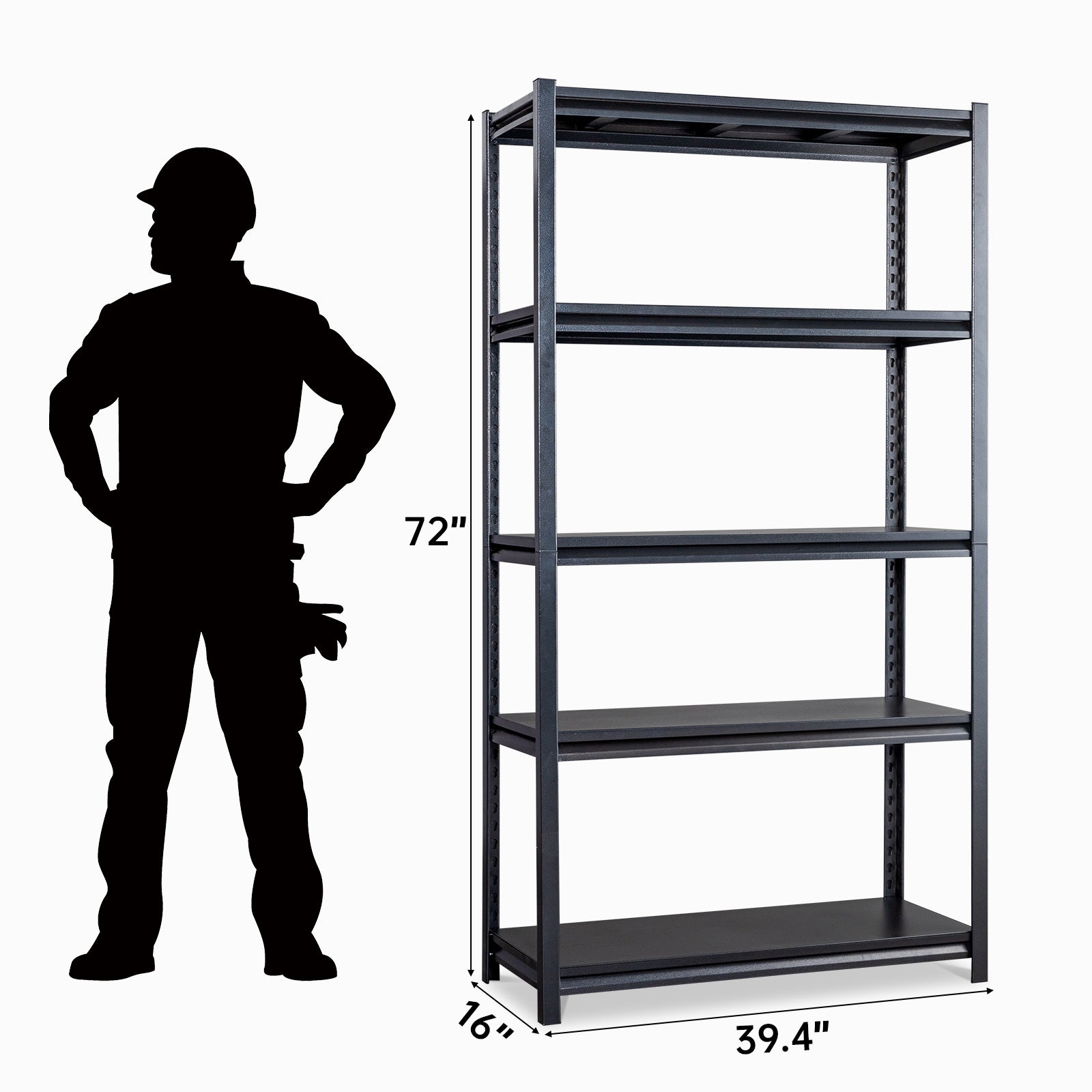HAOYYE 72" H Adjustable Garage Shelves, 5-Tier Heavy Duty Metal Shelving Unit, 2200LBS Capacity Storage Racks for Warehouse, Pantry, Closet, and Kitchen Organization, Black Finish, Durable and Space-Saving Design for Home and Commercial Use