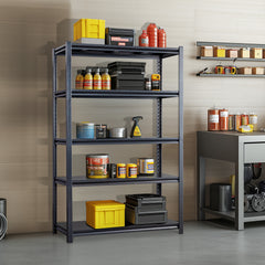 HAOYYE 78" H Adjustable Garage Shelving Unit, 5-Tier Heavy Duty Metal Storage Racks, 2200LBS Capacity, Freestanding Utility Organizer Shelves For Warehouse Pantry Kitchen Garage Closet, Black.