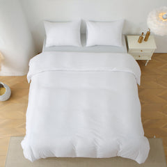 HAOYYE King Duvet Cover Set, 3 Pieces Solid Color Bedding Set, 1 Duvet Cover and 2 Pillow Shams, Soft Cozy Warm Flannel Fleece, Luxury Comforter Cover for Bedroom Home Decor, White, King Size (Comforter Not Included)