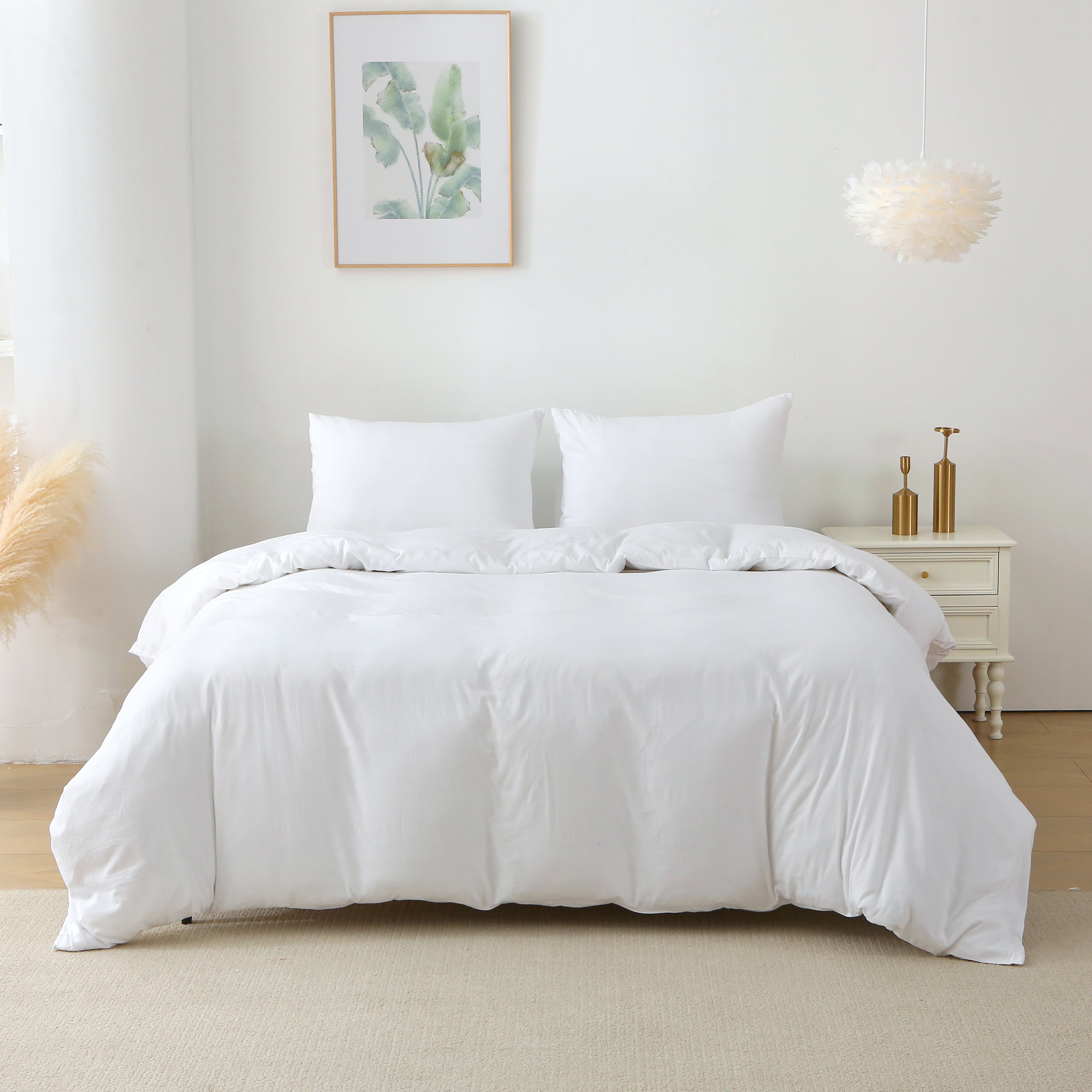 HAOYYE King Duvet Cover Set, 3 Pieces Solid Color Bedding Set, 1 Duvet Cover and 2 Pillow Shams, Soft Cozy Warm Flannel Fleece, Luxury Comforter Cover for Bedroom Home Decor, White, King Size (Comforter Not Included)