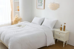 HAOYYE King Duvet Cover Set, 3 Pieces Solid Color Bedding Set, 1 Duvet Cover and 2 Pillow Shams, Soft Cozy Warm Flannel Fleece, Luxury Comforter Cover for Bedroom Home Decor, White, King Size (Comforter Not Included)