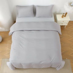 HAOYYE King Duvet Cover Set, 3 Pieces Solid Color Bedding Set, 1 Duvet Cover & 2 Pillow Shams, Soft Cozy Warm Flannel Fleece Comforter Cover, Luxury Home Decor, Light Grey King Size (Comforter Not Included)