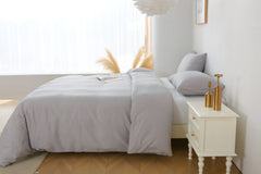 HAOYYE King Duvet Cover Set, 3 Pieces Solid Color Bedding Set, 1 Duvet Cover & 2 Pillow Shams, Soft Cozy Warm Flannel Fleece Comforter Cover, Luxury Home Decor, Light Grey King Size (Comforter Not Included)