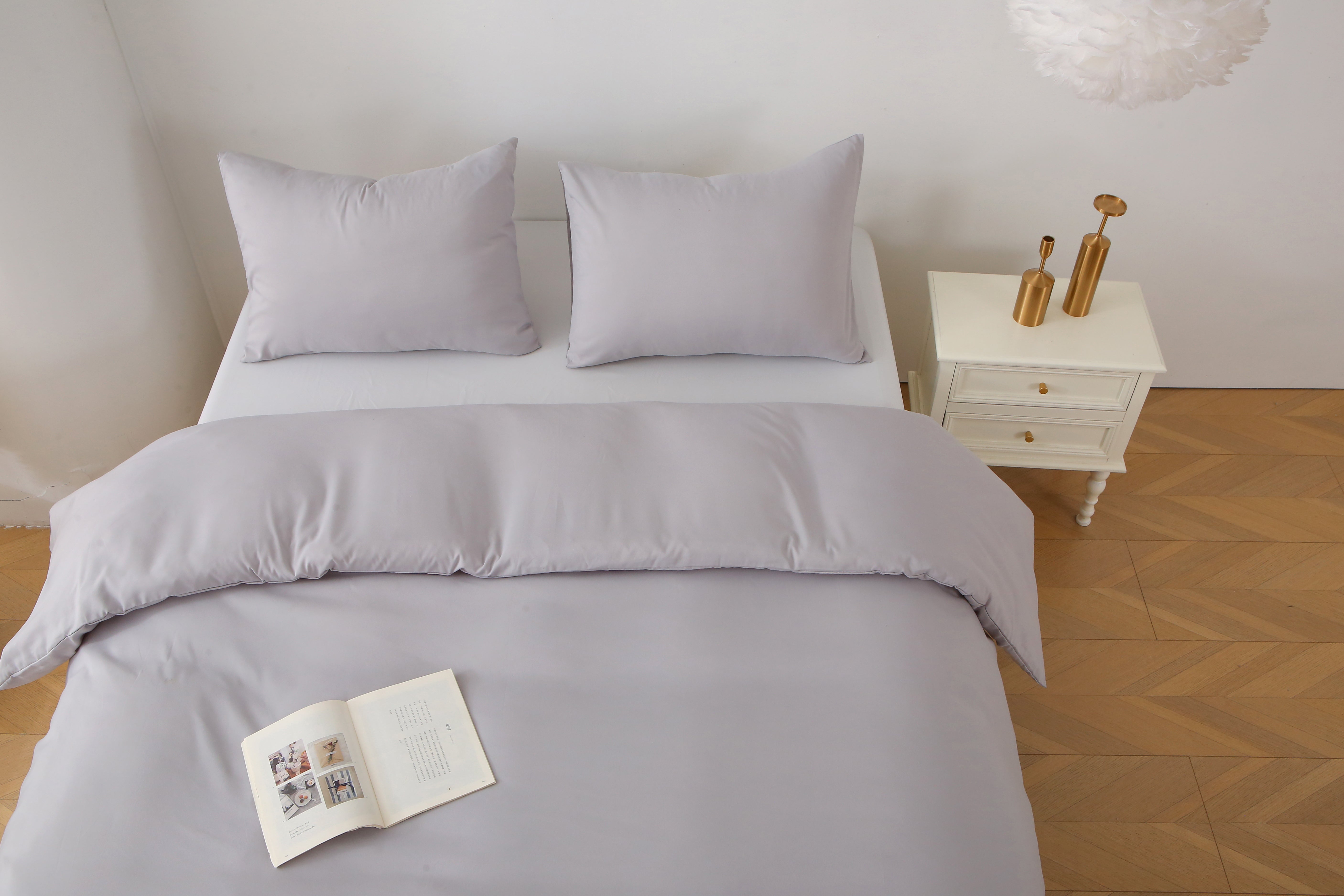 HAOYYE King Duvet Cover Set, 3 Pieces Solid Color Bedding Set, 1 Duvet Cover & 2 Pillow Shams, Soft Cozy Warm Flannel Fleece Comforter Cover, Luxury Home Decor, Light Grey King Size (Comforter Not Included)