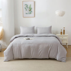 HAOYYE King Duvet Cover Set, 3 Pieces Solid Color Bedding Set, 1 Duvet Cover & 2 Pillow Shams, Soft Cozy Warm Flannel Fleece Comforter Cover, Luxury Home Decor, Light Grey King Size (Comforter Not Included)
