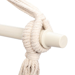 HAOYYE Cotton Canvas Hanging Rope Chair with 2 Pillows, Beige Indoor Outdoor Hammock Swing Seat, Comfortable Durable Air Chair for Patio Porch Garden Balcony Reading Nook, Wood Spreader Bar