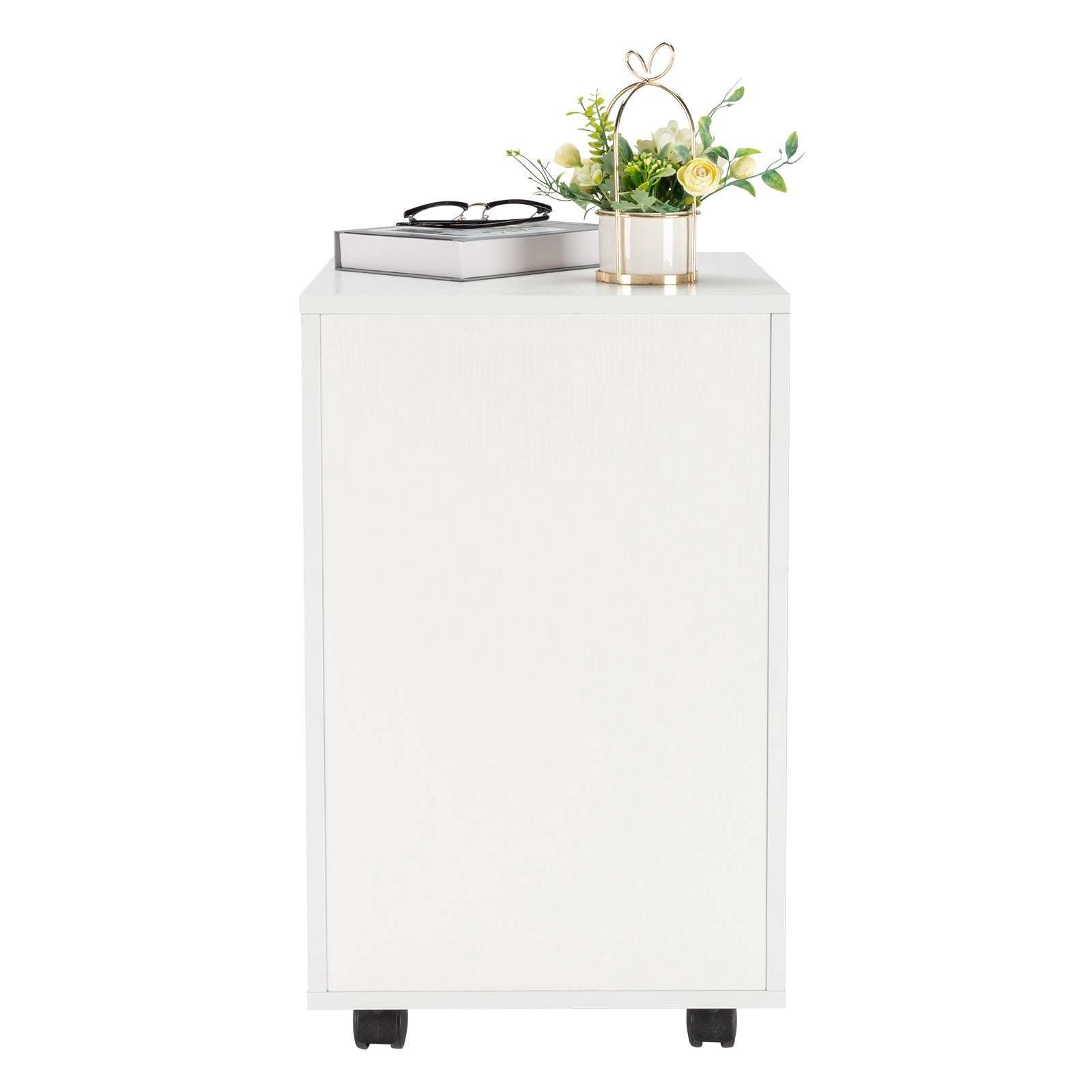 HAOYYE White Wood Grain Filing Cabinet with 3 Drawers Modern Office Storage Organizer Mobile Drawer Unit with Wheels for Home Office Study Room Durable Wooden Design