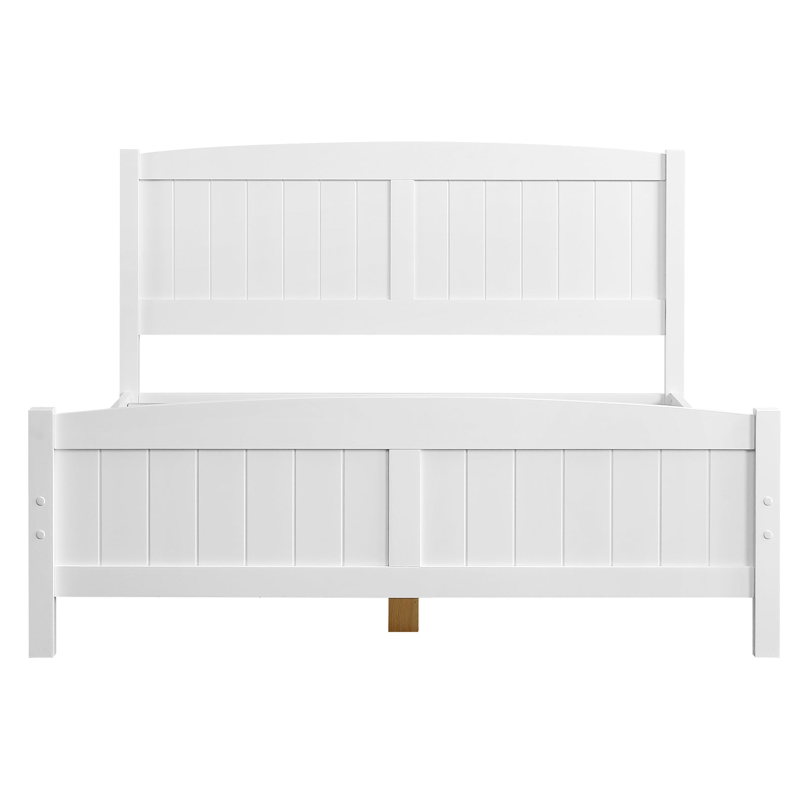 HAOYYE FCH Full Pine Vertical Stripe Wooden Bed with Curved Head and Foot, White, Durable Full Size Bed Frame, Modern Design, Sturdy and Space-Saving for Bedroom