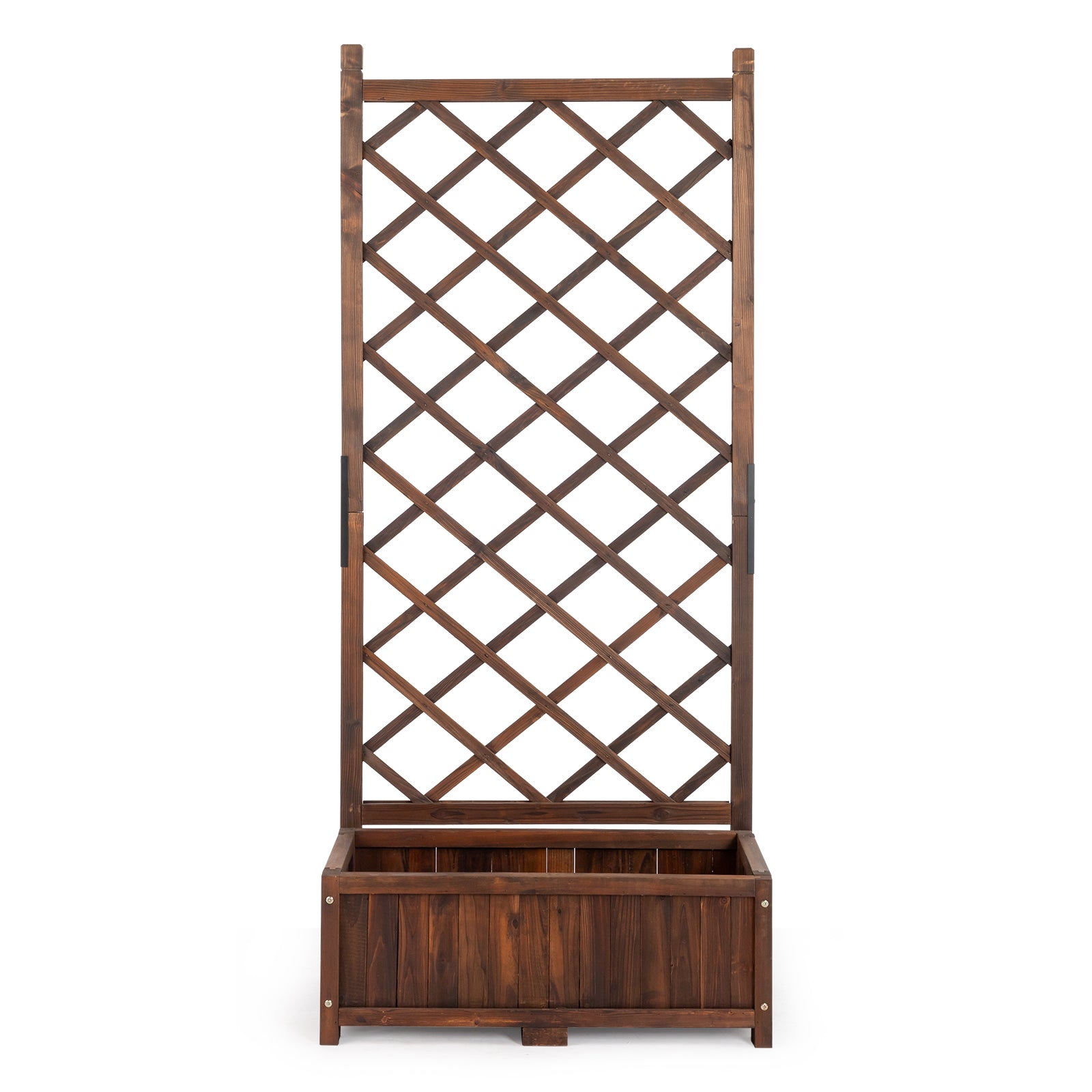 HAOYYE Wooden Raised Garden Bed with Trellis for Outdoor Use Freestanding Flower Planter Box with Lattice Panels and Drainage Holes Ideal for Patio Porch Balcony Backyard Gardening Display Brown