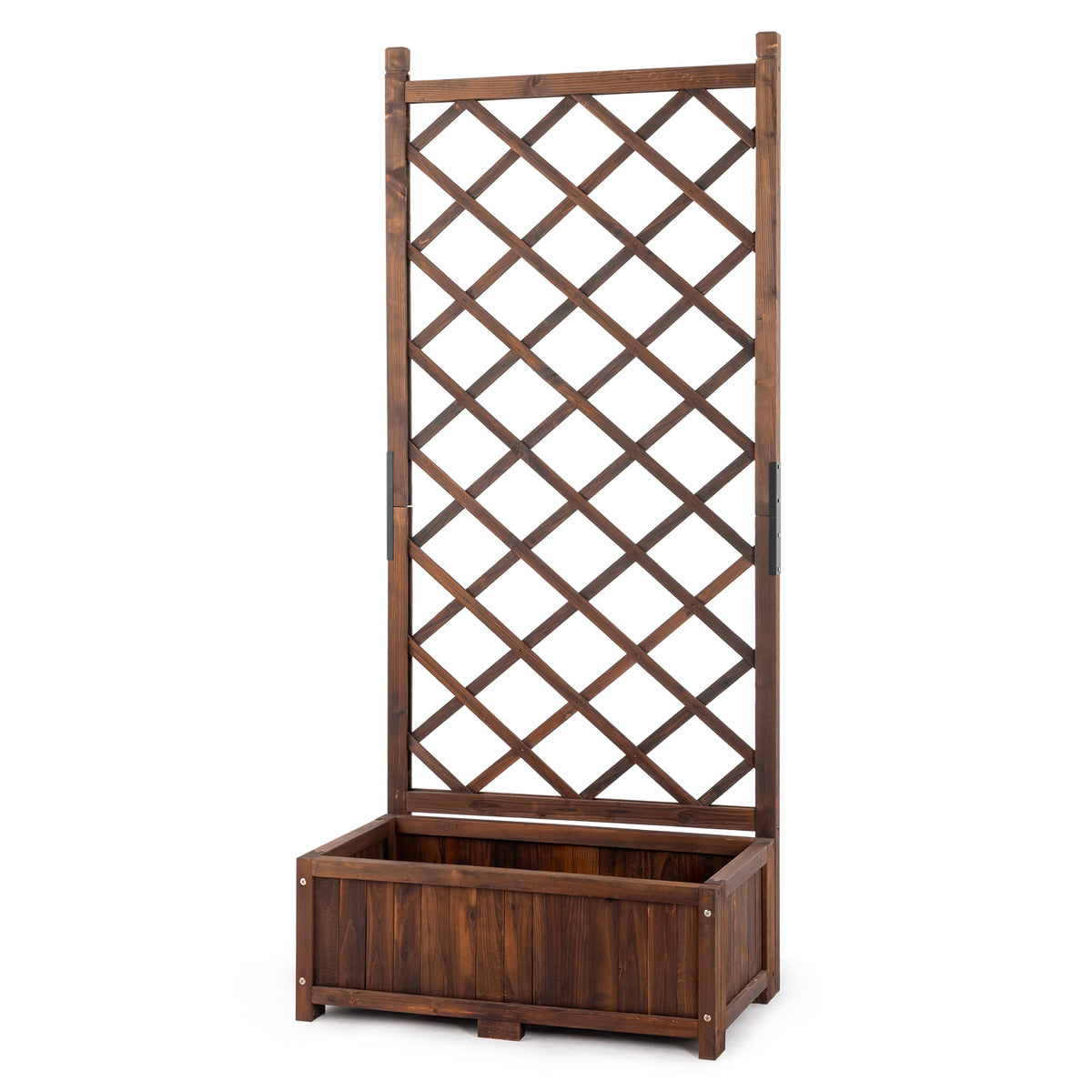 HAOYYE Wooden Raised Garden Bed with Trellis for Outdoor Use Freestanding Flower Planter Box with Lattice Panels and Drainage Holes Ideal for Patio Porch Balcony Backyard Gardening Display Brown