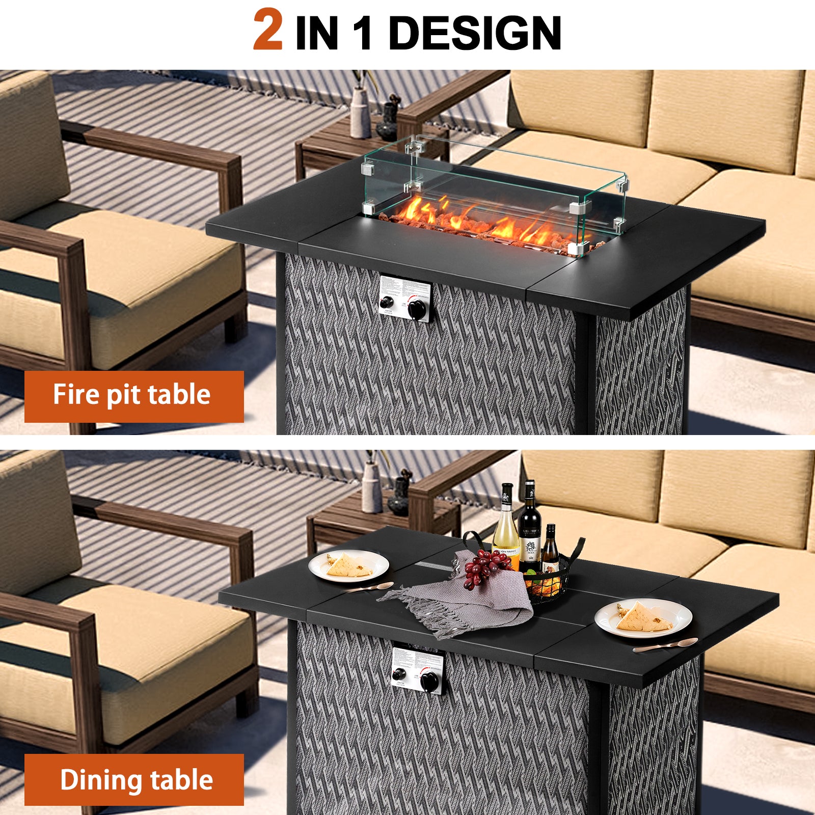 HAOYYE Outdoor Fire Table Gas Patio Heater with Adjustable Flame Control and Durable Weather-Resistant Design Perfect for Backyard, Garden, Deck, and Outdoor Entertaining Cozy Warmth for Family and Friends