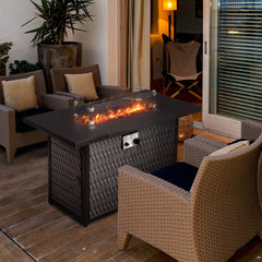 HAOYYE Outdoor Fire Table Gas Patio Heater with Adjustable Flame Control and Durable Weather-Resistant Design Perfect for Backyard, Garden, Deck, and Outdoor Entertaining Cozy Warmth for Family and Friends