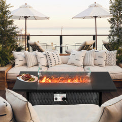 HAOYYE Outdoor Fire Table Gas Patio Heater with Adjustable Flame Control and Durable Weather-Resistant Design Perfect for Backyard, Garden, Deck, and Outdoor Entertaining Cozy Warmth for Family and Friends
