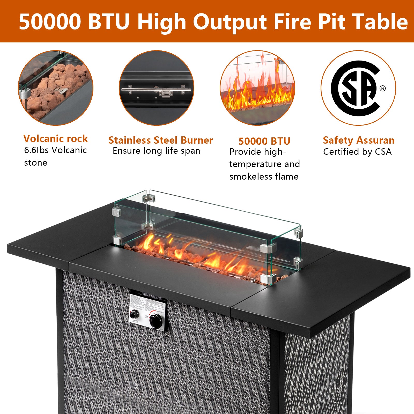 HAOYYE Outdoor Fire Table Gas Patio Heater with Adjustable Flame Control and Durable Weather-Resistant Design Perfect for Backyard, Garden, Deck, and Outdoor Entertaining Cozy Warmth for Family and Friends