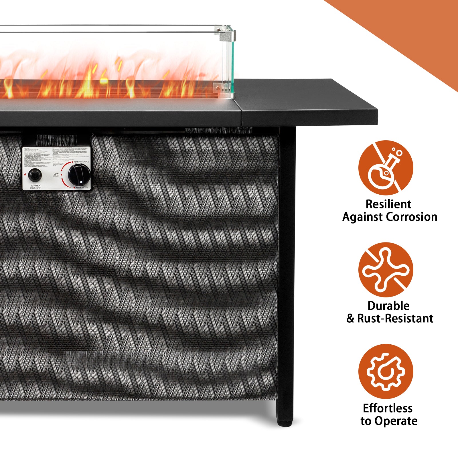 HAOYYE Outdoor Fire Table Gas Patio Heater with Adjustable Flame Control and Durable Weather-Resistant Design Perfect for Backyard, Garden, Deck, and Outdoor Entertaining Cozy Warmth for Family and Friends