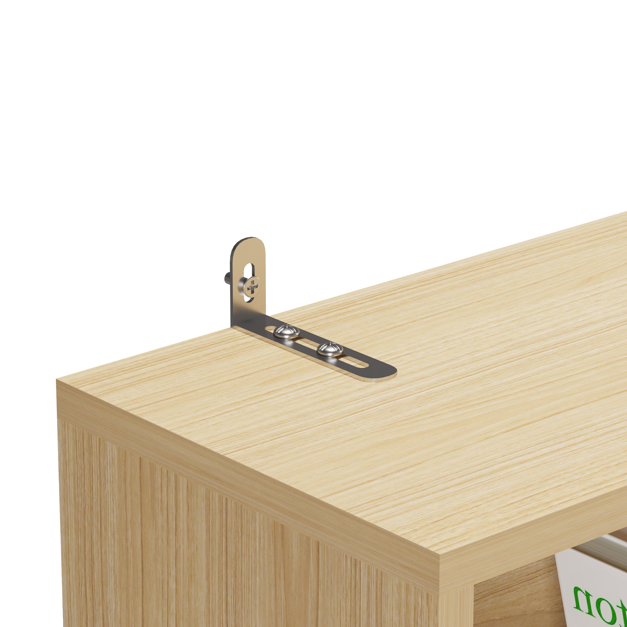 HAOYYE 3-Layer 1-Drawer Display Cabinet, Double Door Rattan Surface, Triamcinol Board, Original Wood Color, Soft Cozy Flannel Fleece, Modern Home Decor, Luxury Storage Cabinet, Unique Design For Living Room, Bedroom, Or Office