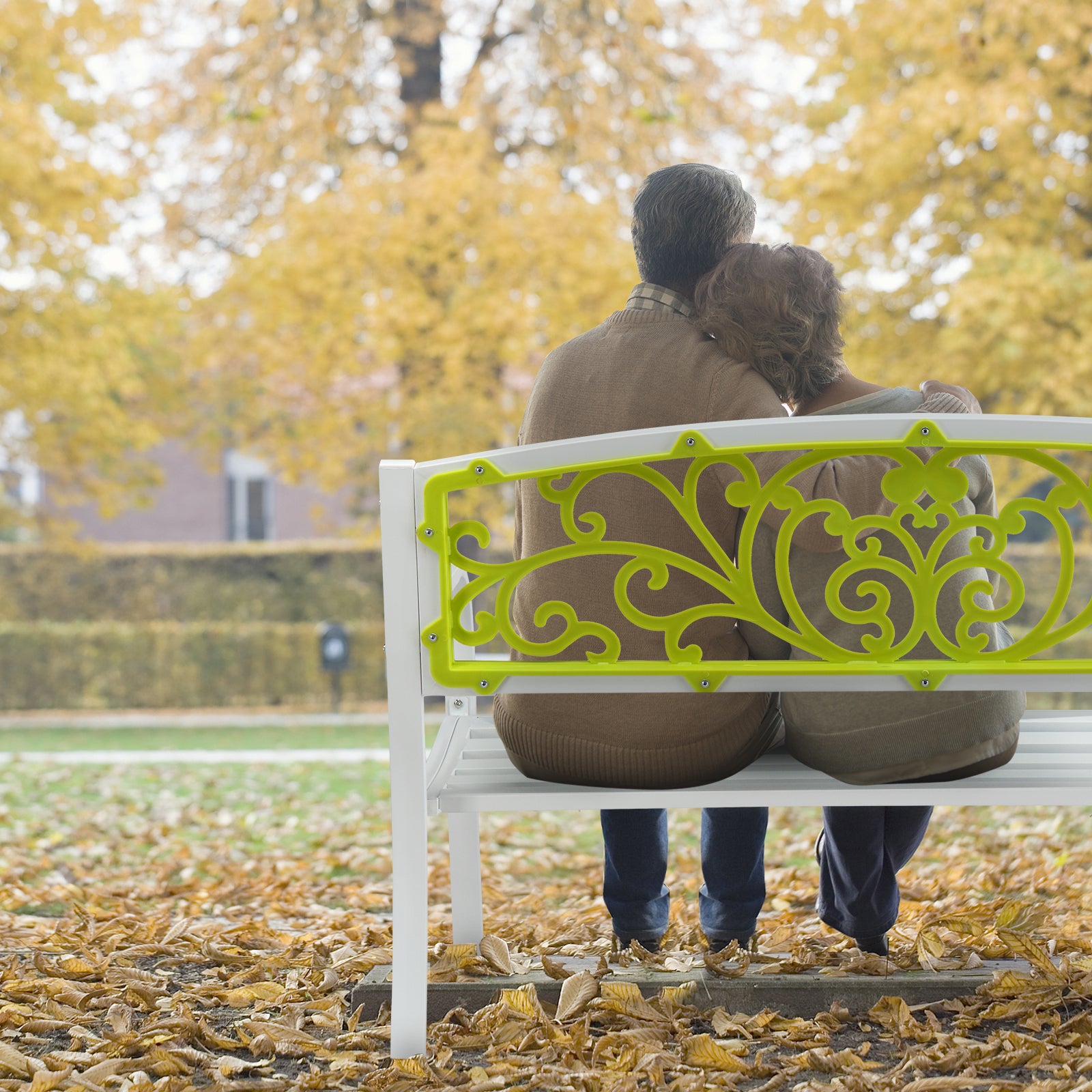 Haoyye Iron Outdoor Park Bench, Courtyard Decoration Leisure Seating, Sturdy And Weather-Resistant Garden Furniture, Ideal For Patios, Yards, And Walkways