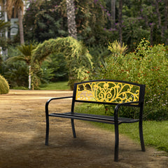 Haoyye Iron Outdoor Park Bench, Courtyard Decoration Leisure Seating, Sturdy And Weather-Resistant Garden Furniture, Ideal For Patios, Yards, And Walkways