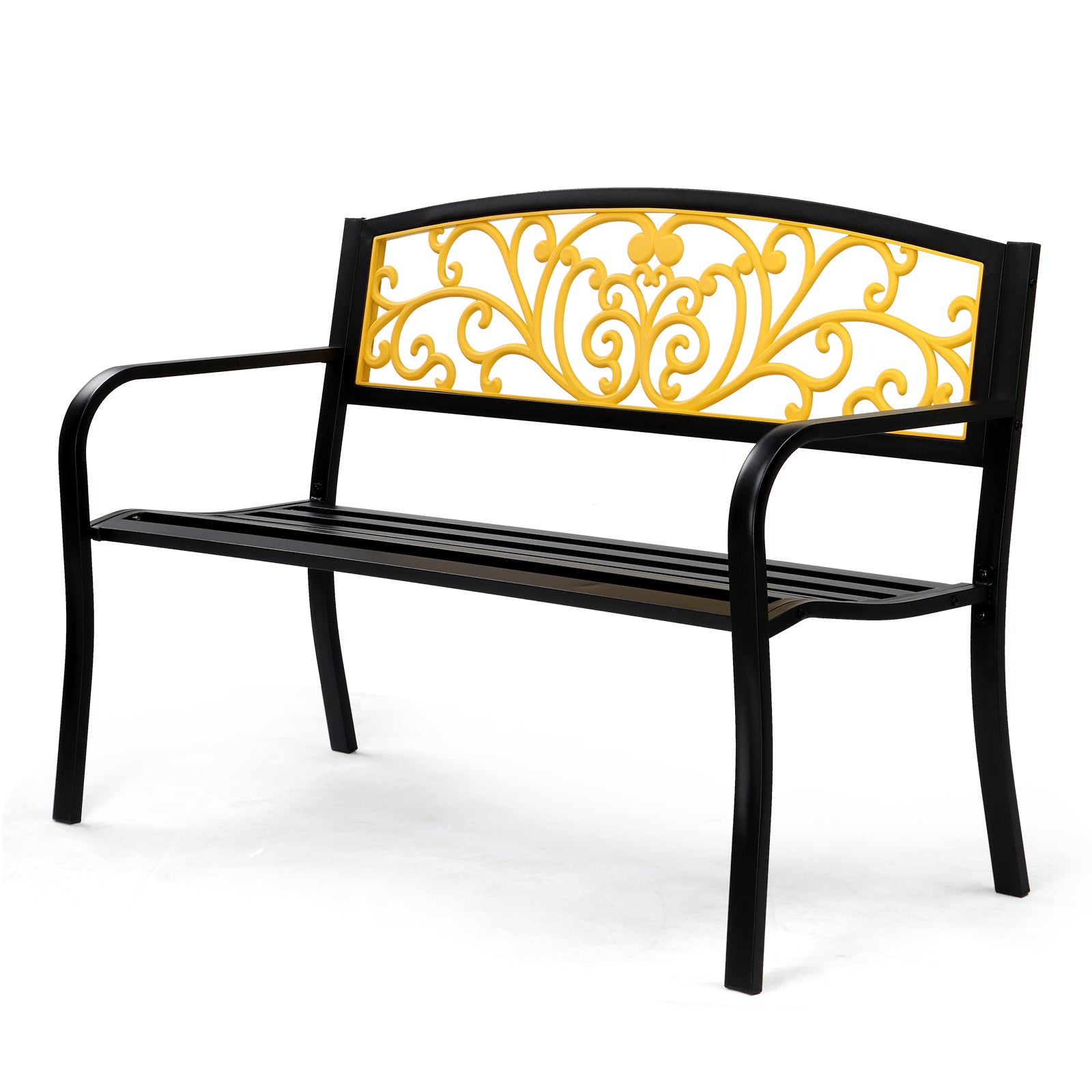 Haoyye Iron Outdoor Park Bench, Courtyard Decoration Leisure Seating, Sturdy And Weather-Resistant Garden Furniture, Ideal For Patios, Yards, And Walkways