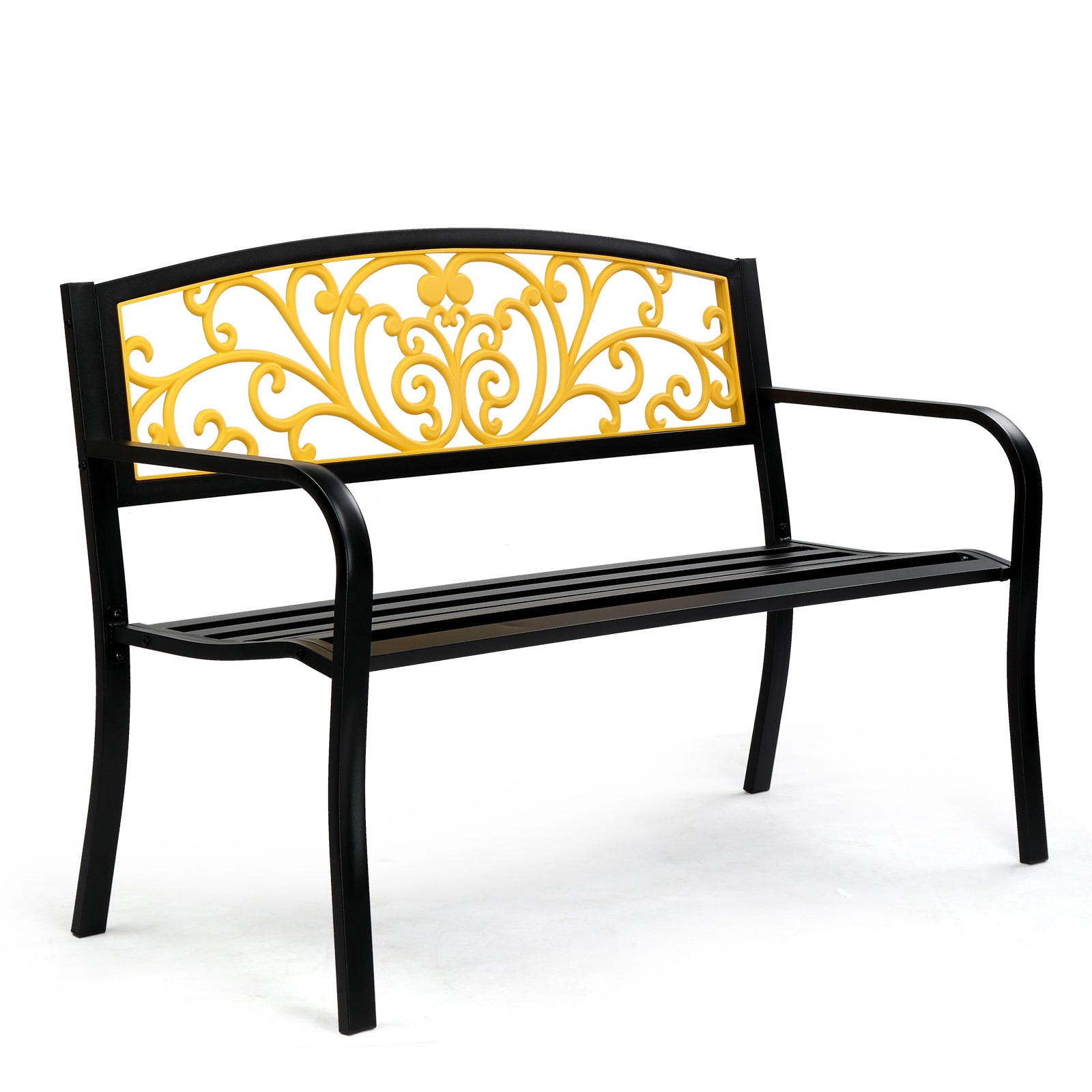 Haoyye Iron Outdoor Park Bench, Courtyard Decoration Leisure Seating, Sturdy And Weather-Resistant Garden Furniture, Ideal For Patios, Yards, And Walkways