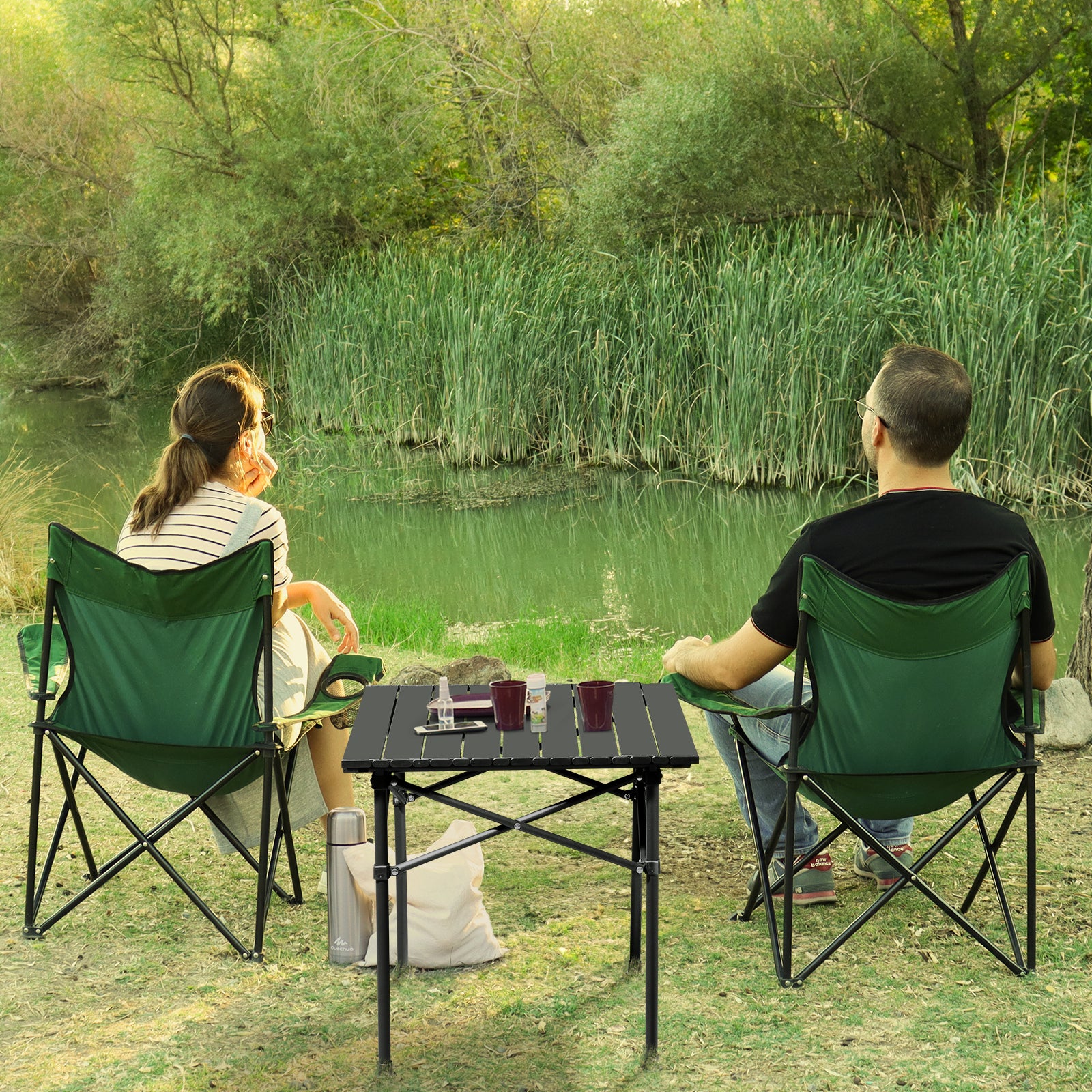 HAOYYE Portable Folding Camping Table for 2-4 People, Ultralight and Collapsible Design, Ideal for Outdoor Adventures, Travel, Hiking, Backyard BBQs, and Parties, Featuring Cozy Flannel Fleece Home Decor for Comfort and Style