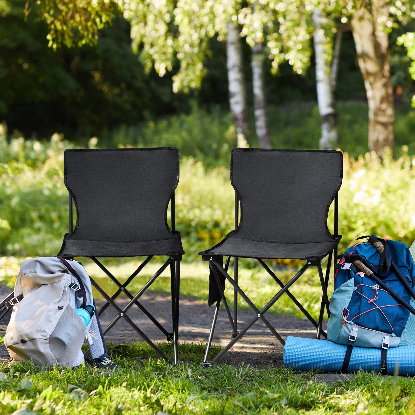 HAOYYE 4 Pack Folding Camping Chairs with Carrying Bag, Lawn Chairs Camp Chair Beach Chair Portable Folding Camping Chairs Lightweight Foldable Sports Chair, Black soft cozy warm flannel fleece home