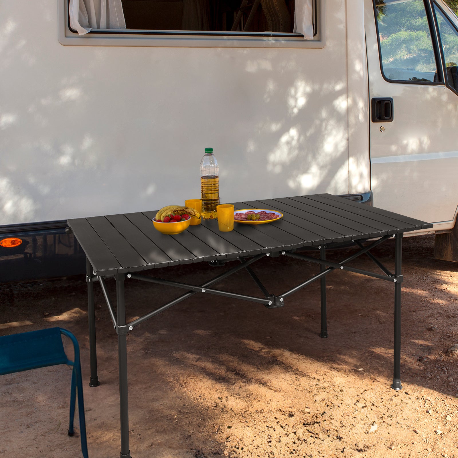HAOYYE Portable Folding Camping Table, Ultralight Collapsible Table Outdoor Camp Table for Travel Hiking Backyard BBQ Party, Black soft cozy warm flannel fleece home decor luxury
