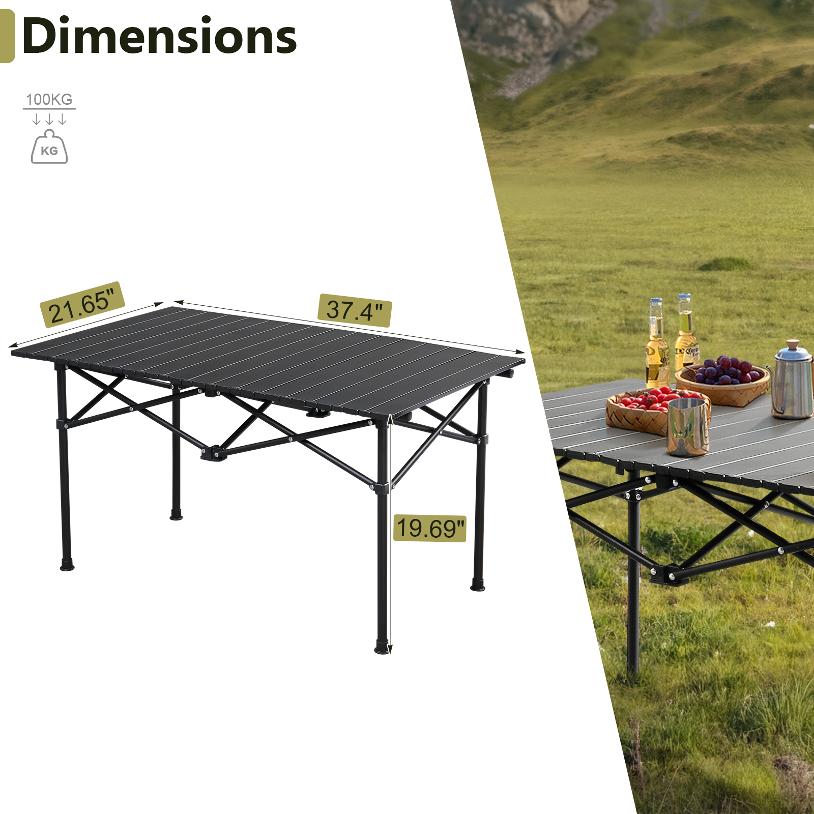 HAOYYE Portable Folding Camping Table, Ultralight Collapsible Table Outdoor Camp Table for Travel Hiking Backyard BBQ Party, Black soft cozy warm flannel fleece home decor luxury