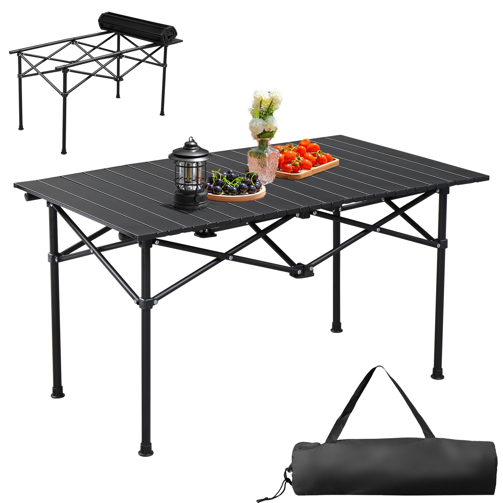 HAOYYE Portable Folding Camping Table, Ultralight Collapsible Table Outdoor Camp Table for Travel Hiking Backyard BBQ Party, Black soft cozy warm flannel fleece home decor luxury