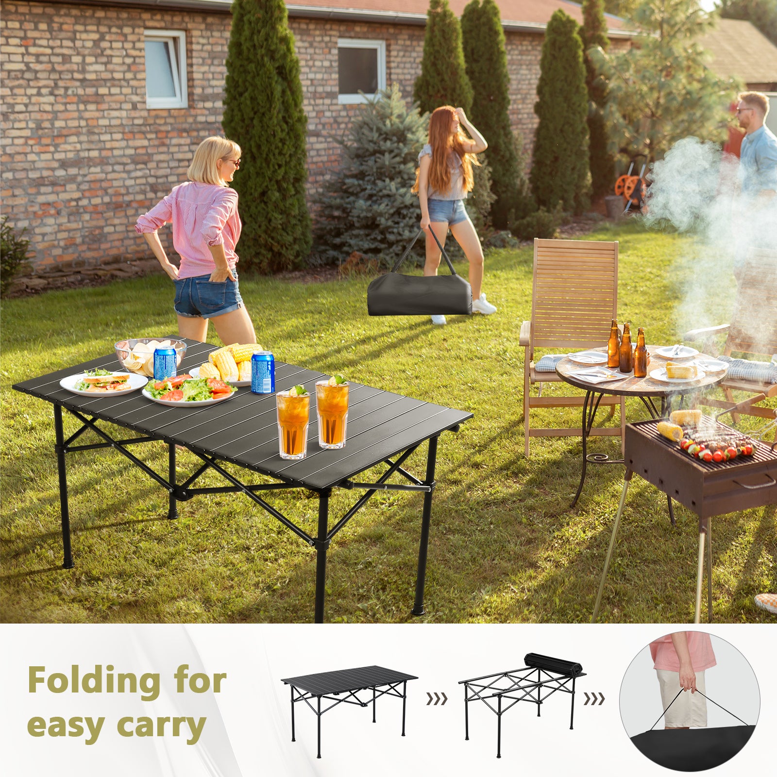 HAOYYE Portable Folding Camping Table, Ultralight Collapsible Outdoor Table for Hiking, Travel, Backyard BBQs, and Parties, Compact and Durable, Easy to Set Up and Store, Versatile Table for All Your Outdoor Adventures