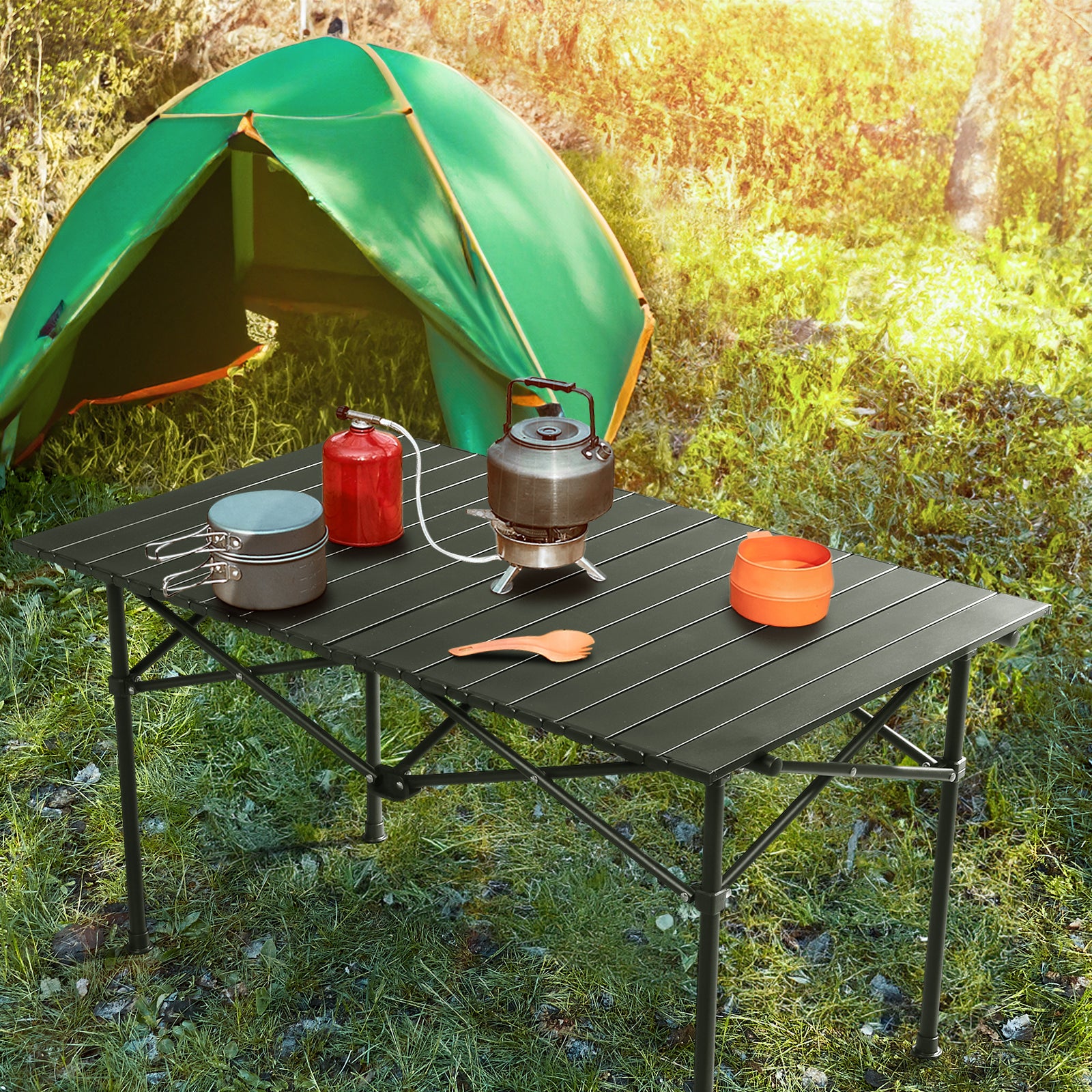 HAOYYE Portable Folding Camping Table, Ultralight Collapsible Outdoor Table for Hiking, Travel, Backyard BBQs, and Parties, Compact and Durable, Easy to Set Up and Store, Versatile Table for All Your Outdoor Adventures