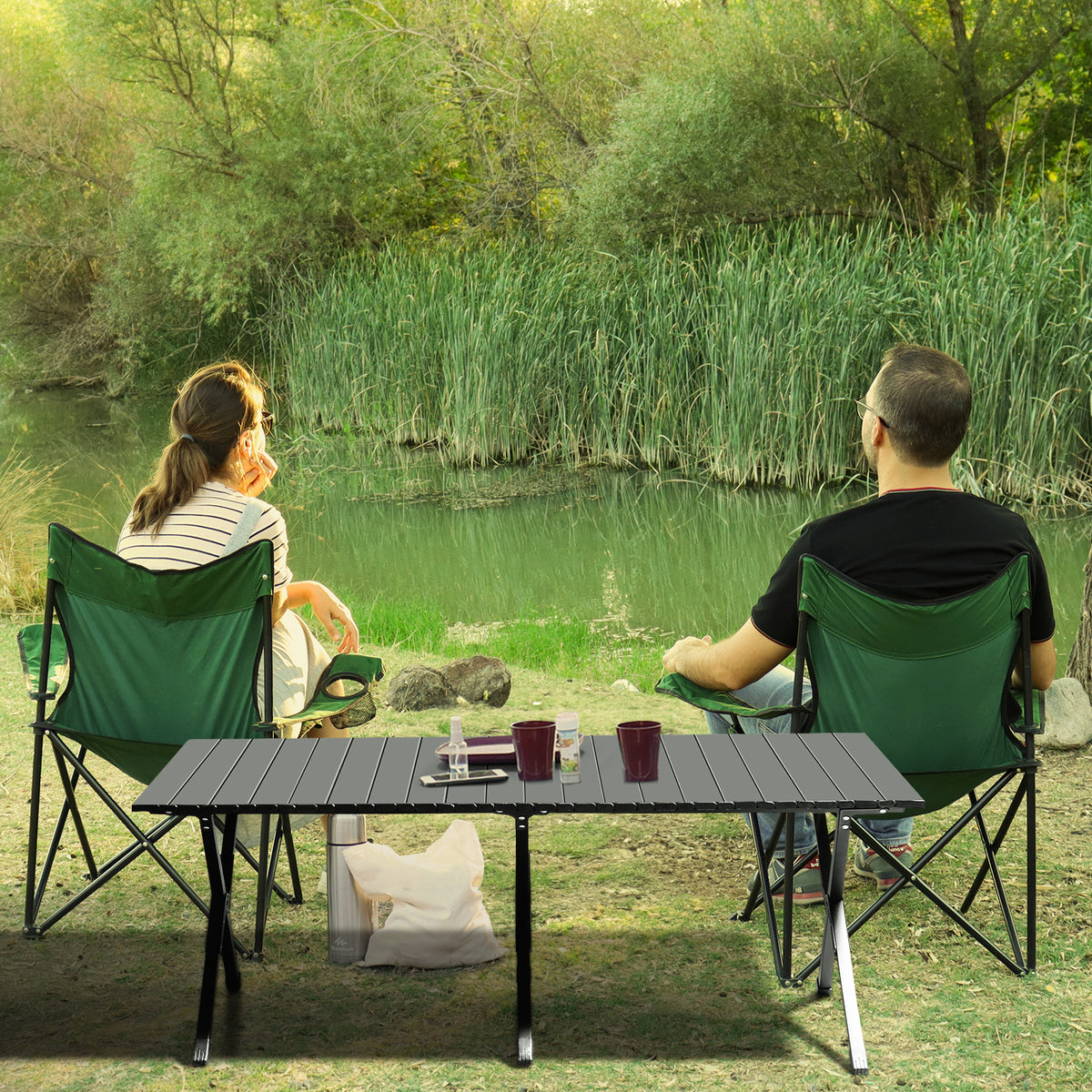 HAOYYE Folding Camping Table – Portable Picnic Table, Lightweight Roll-Up Side Table for Outdoor Camping, Hiking, BBQ, Travel, Backyard, Picnic, Beach & Party, Black, Soft Cozy Warm Flannel Fleece Surface