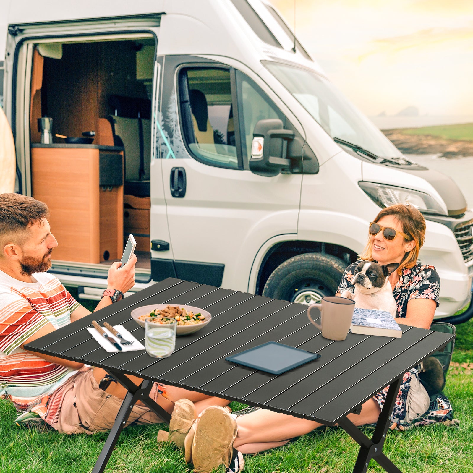 HAOYYE Folding Camping Table, Portable Picnic Table, Lightweight Roll-Up Side Table for Travel, Hiking, Backyard BBQs, and Parties, Compact and Durable Design, Perfect for Outdoor Adventures, Stylish and Functional Home Décor