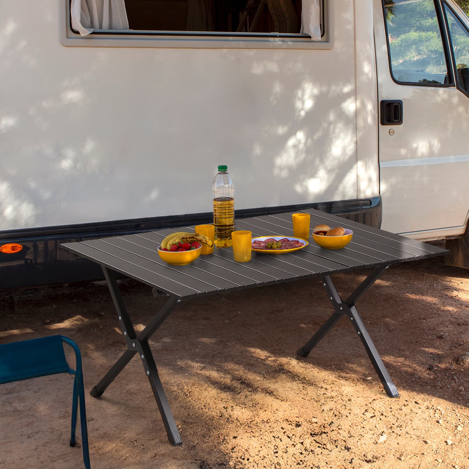 HAOYYE Folding Camping Table, Portable Picnic Table, Lightweight Roll-Up Side Table for Travel, Hiking, Backyard BBQs, and Parties, Compact and Durable Design, Perfect for Outdoor Adventures, Stylish and Functional Home Décor