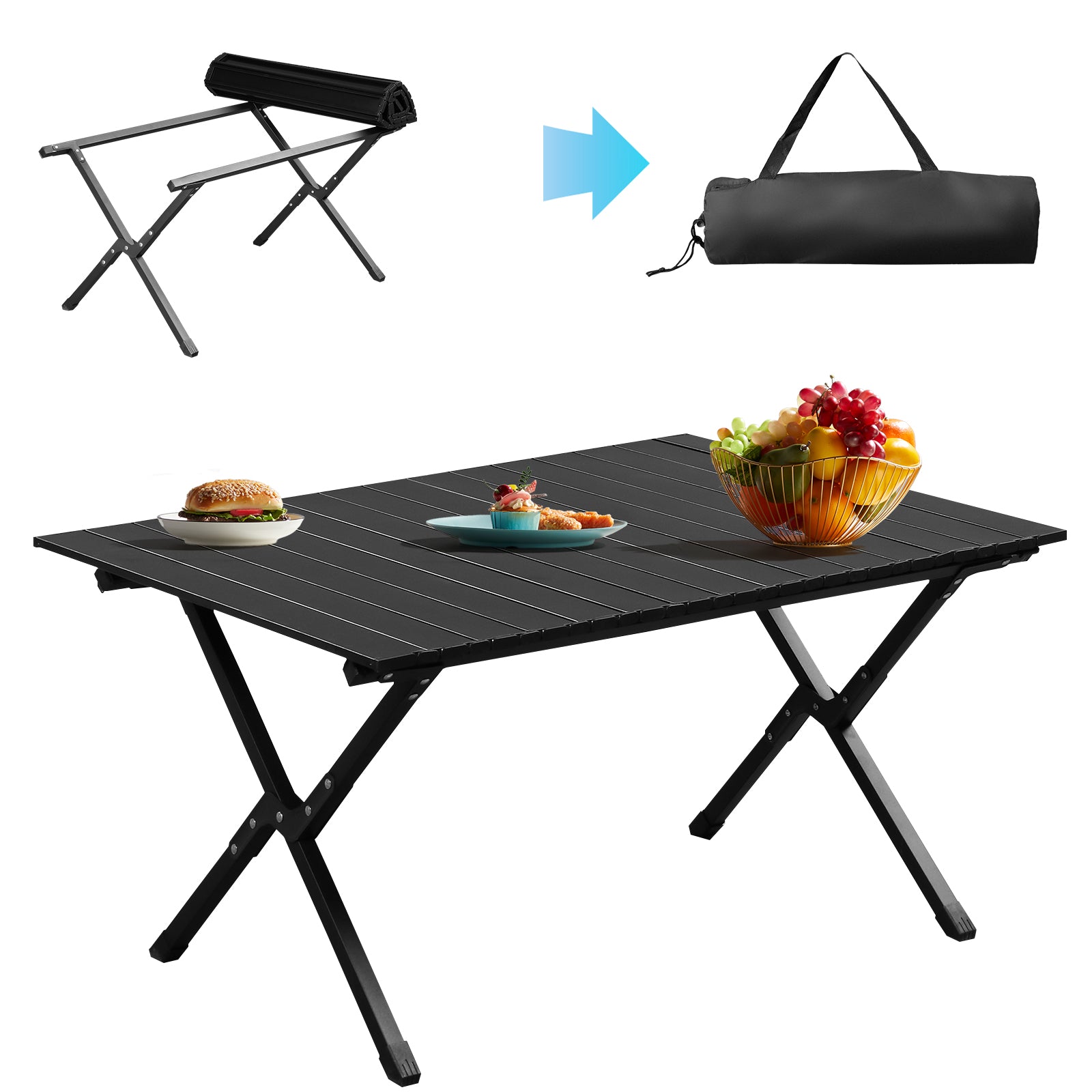 HAOYYE Folding Camping Table, Portable Picnic Table, Lightweight Roll-Up Side Table for Travel, Hiking, Backyard BBQs, and Parties, Compact and Durable Design, Perfect for Outdoor Adventures, Stylish and Functional Home Décor